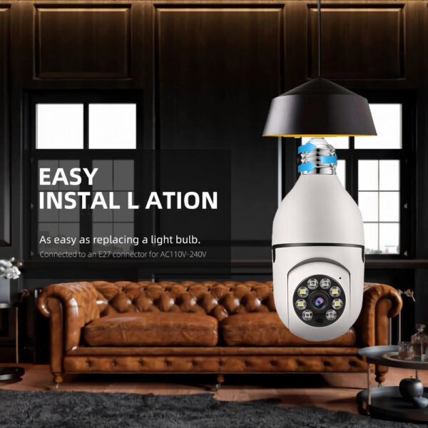 V380 Full HD 1080P Wireless LED PTZ IP Bulb Camera With NIGHT VISION, Wide Angle, Two-way Audio - Image 2