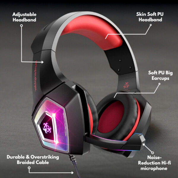 Hunter Spider V1 RGB Gaming Headset – 7.1 Surround Sound, Noise-Cancelling Mic, Deep Bass & RGB Lights - Image 3
