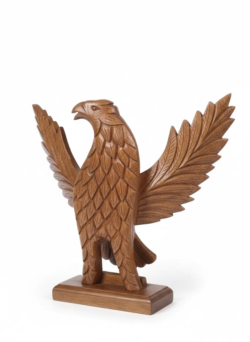 Premium staining and wood texture of handcrafted Kashmiri wooden eagle sculpture – 786estore Pakistan